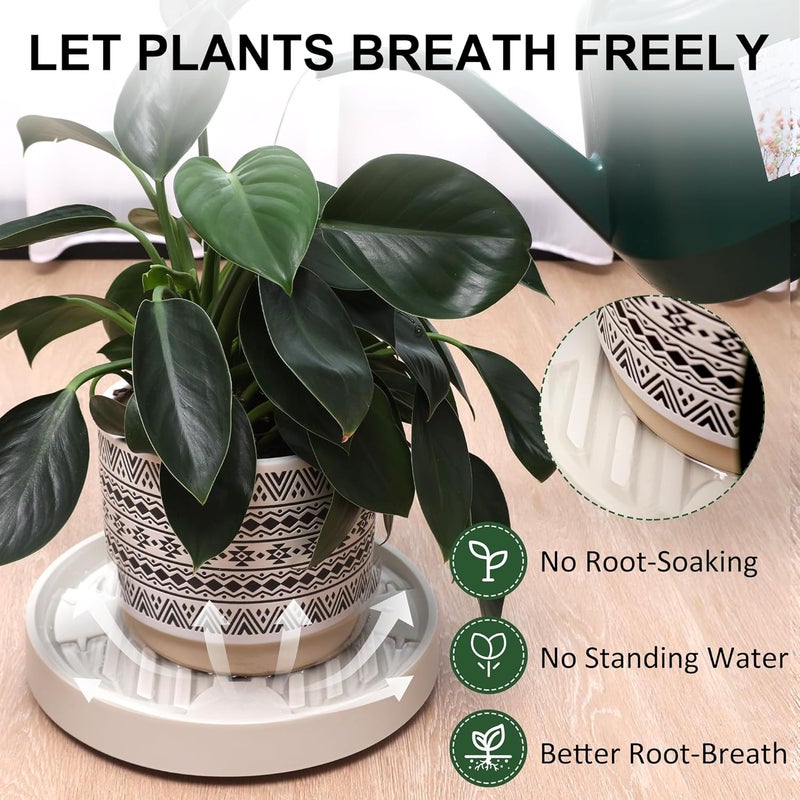 Dcpes Store 9.8Inch Plant Caddy with Hidden Wheels, Rolling Plants Stand with Wheel, 4 Invisible Casters, Indoor Plant Saucers on Wheels, Heavy Duty Wheeled Plant Dolly, Planter Roller Base, Beige, 2Pack - Image 3